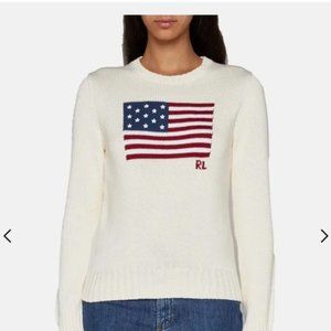 NWT RalphLauren intarsia American flag Sweater teen XL/ adult XS